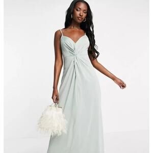 Asos Design Sage Green Maxi Formal Bridesmaid Dress Size 12‎